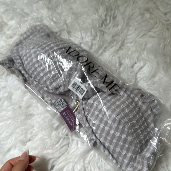 BRAND NEW Adore me Steph contour checked print bikini set in grey - Picture 8 of 8